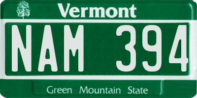 VT license plate NAM394