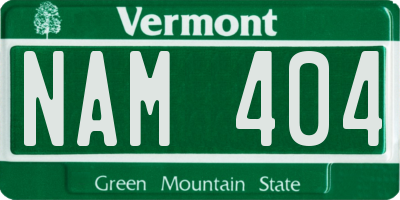 VT license plate NAM404