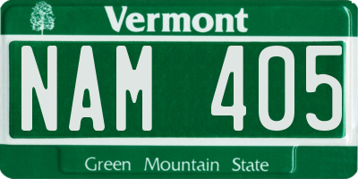 VT license plate NAM405