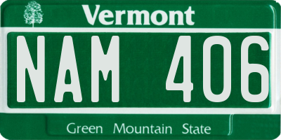 VT license plate NAM406