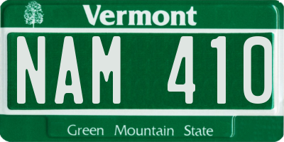 VT license plate NAM410