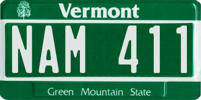 VT license plate NAM411