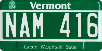 VT license plate NAM416