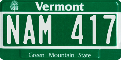VT license plate NAM417