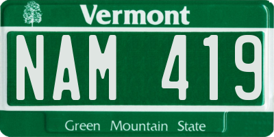 VT license plate NAM419