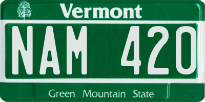 VT license plate NAM420