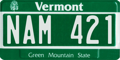 VT license plate NAM421
