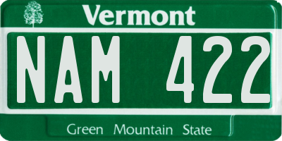 VT license plate NAM422