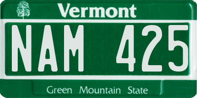 VT license plate NAM425