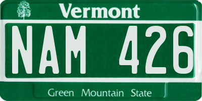 VT license plate NAM426
