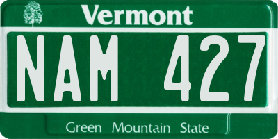 VT license plate NAM427