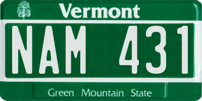 VT license plate NAM431