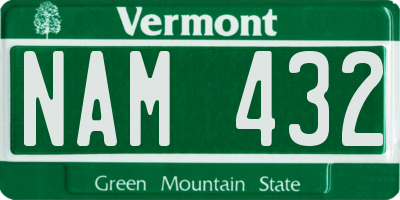 VT license plate NAM432