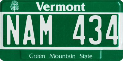VT license plate NAM434
