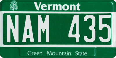 VT license plate NAM435