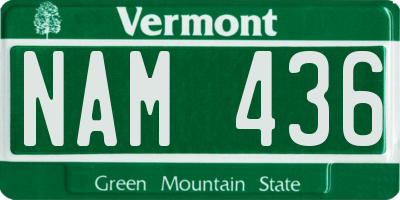 VT license plate NAM436