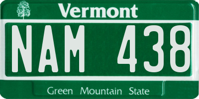 VT license plate NAM438