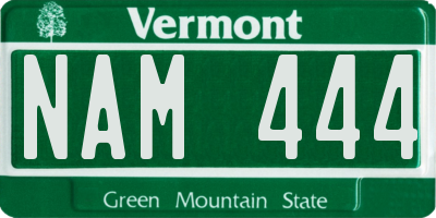 VT license plate NAM444