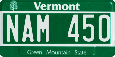 VT license plate NAM450