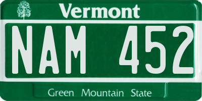 VT license plate NAM452