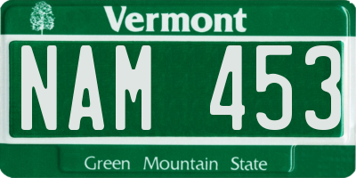 VT license plate NAM453