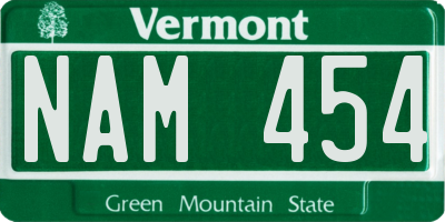 VT license plate NAM454