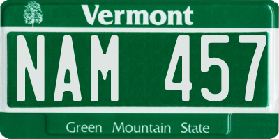 VT license plate NAM457