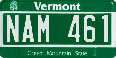VT license plate NAM461