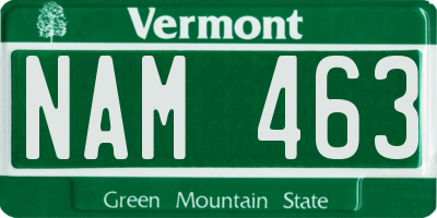 VT license plate NAM463