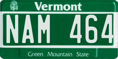 VT license plate NAM464