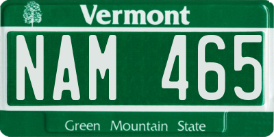 VT license plate NAM465