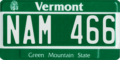 VT license plate NAM466