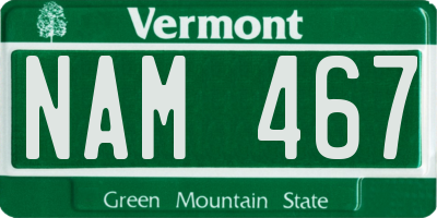 VT license plate NAM467