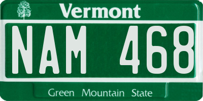 VT license plate NAM468