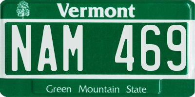 VT license plate NAM469
