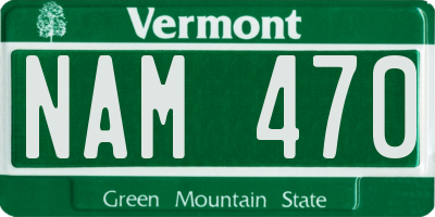 VT license plate NAM470