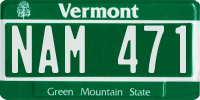 VT license plate NAM471