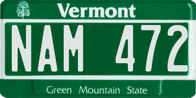 VT license plate NAM472