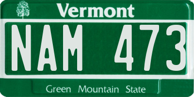 VT license plate NAM473