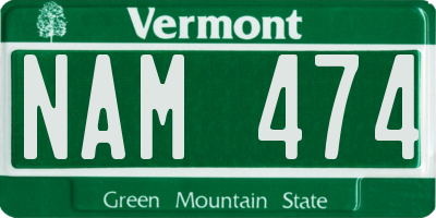 VT license plate NAM474