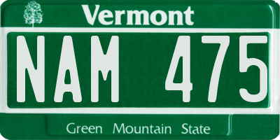 VT license plate NAM475