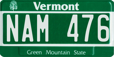 VT license plate NAM476