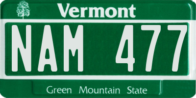 VT license plate NAM477