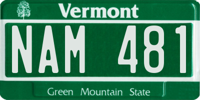 VT license plate NAM481