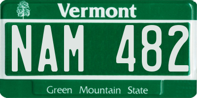 VT license plate NAM482