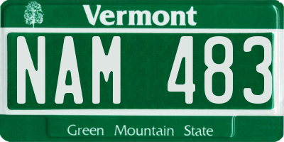 VT license plate NAM483