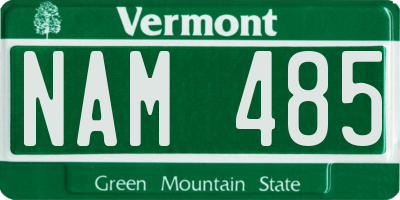 VT license plate NAM485