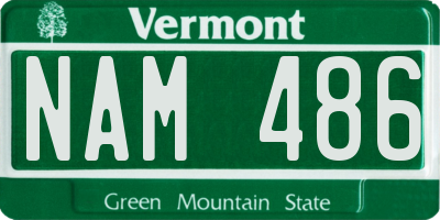 VT license plate NAM486
