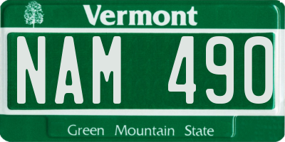 VT license plate NAM490