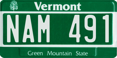 VT license plate NAM491